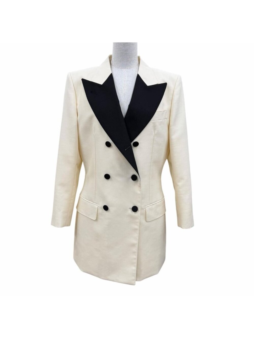 Gucci Mohair Blend Double-breasted Ouren Jacket Ivory Black 42